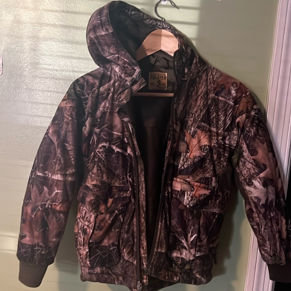 Camouflage jacket,red head brand kids size M .